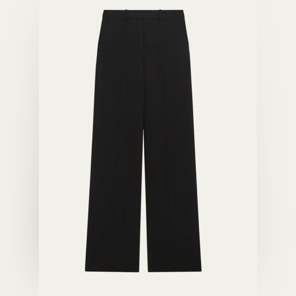Theory Relaxed Straight Pant Full Length Admiral Crepe Black Trousers Tailored - Picture 11 of 11